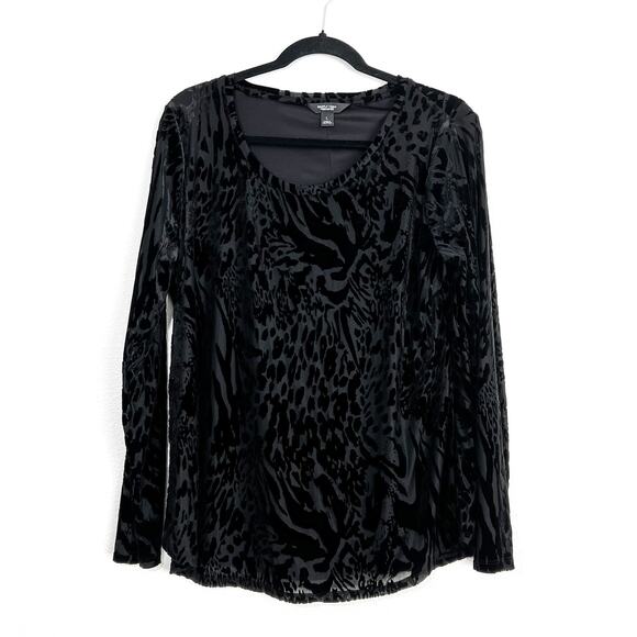 Simply Vera Wang Velvet Burnout Top L Whimsigoth Witchy Dark Romance Boho Fairy - Picture 1 of 7